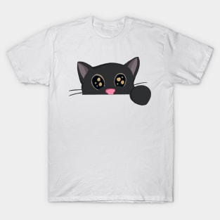 Cute Black Cat Peeking T-Shirt